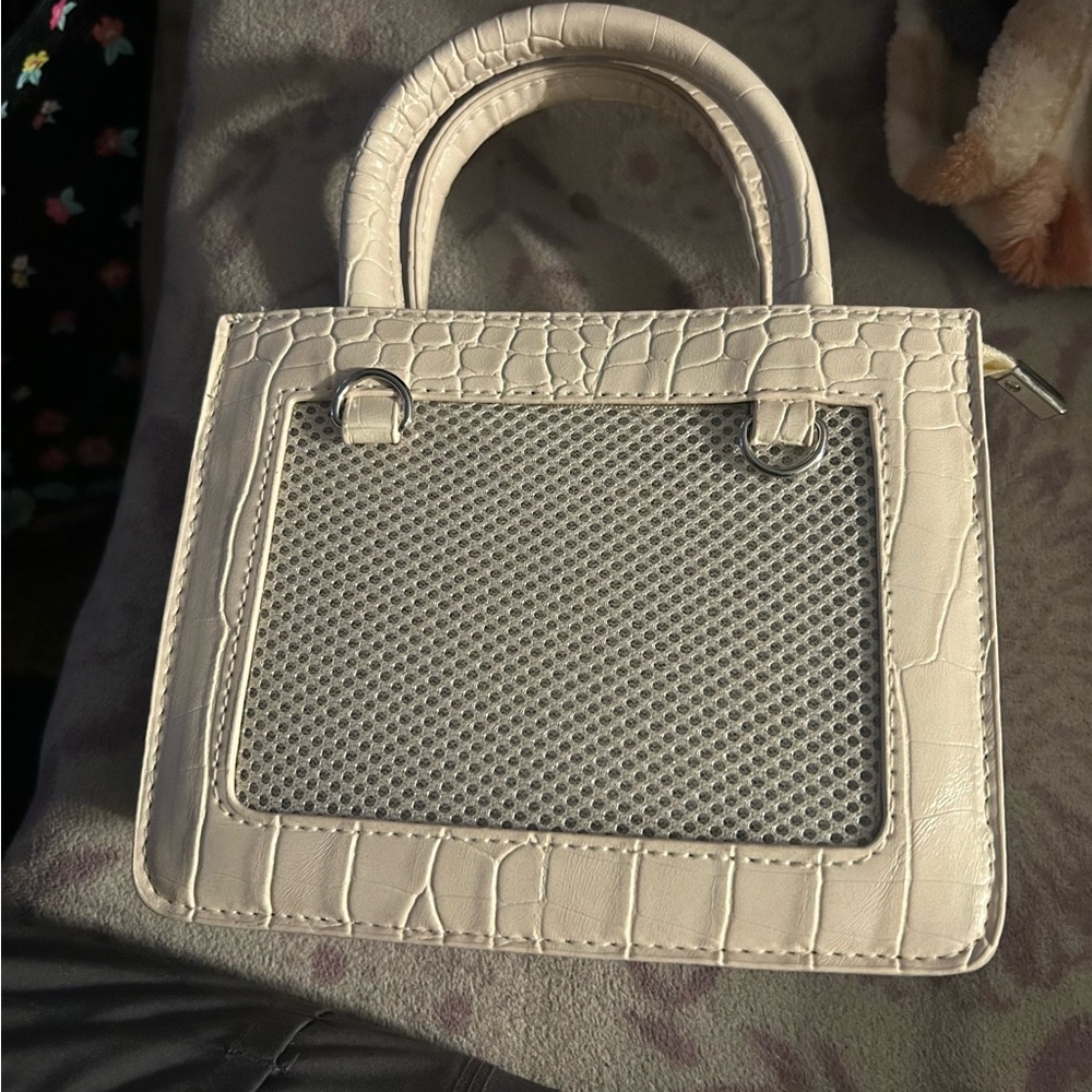 Elegant White Croc-Embossed Handbag